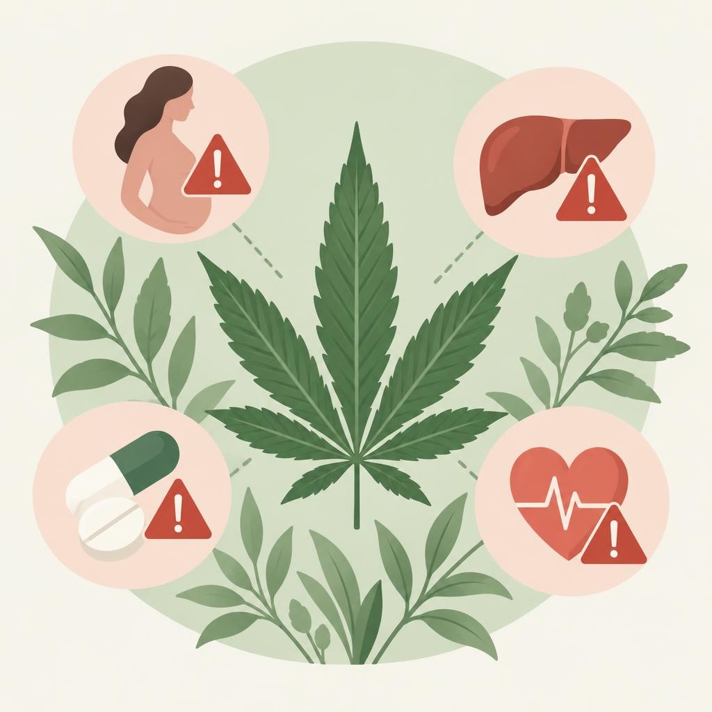 CBD controindicazioni: disegno in piano con motivi vegetali — Cosa sono le controindicazioni del CBD?