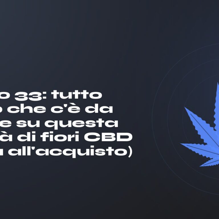 Titolo su fondo scuro, foglia di canapa stilizzata