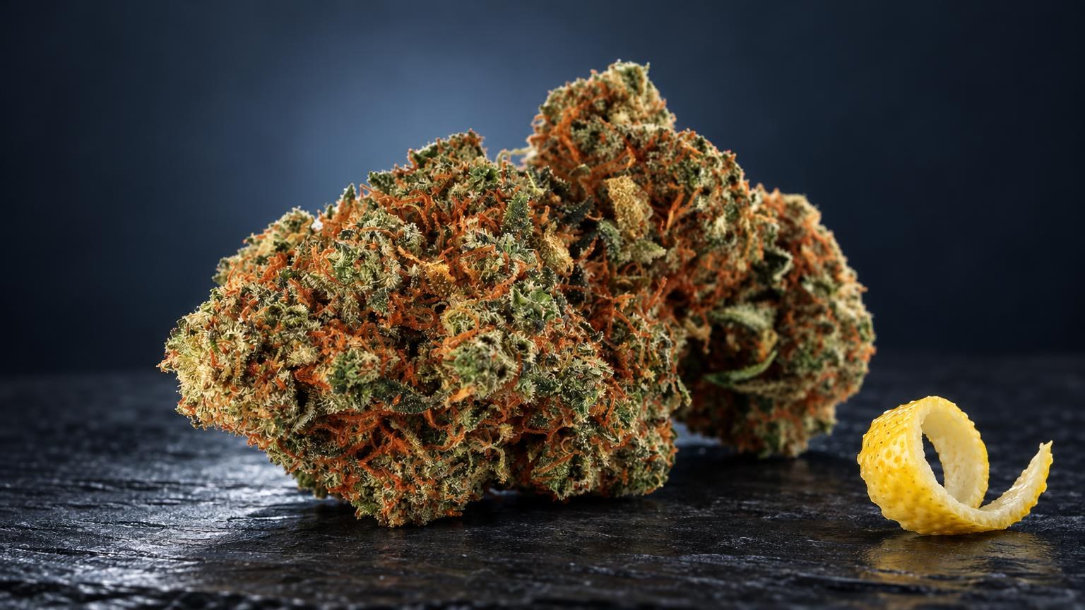 Marijuanas fiore: infiorescenza Super Lemon Haze in una composizione di studio