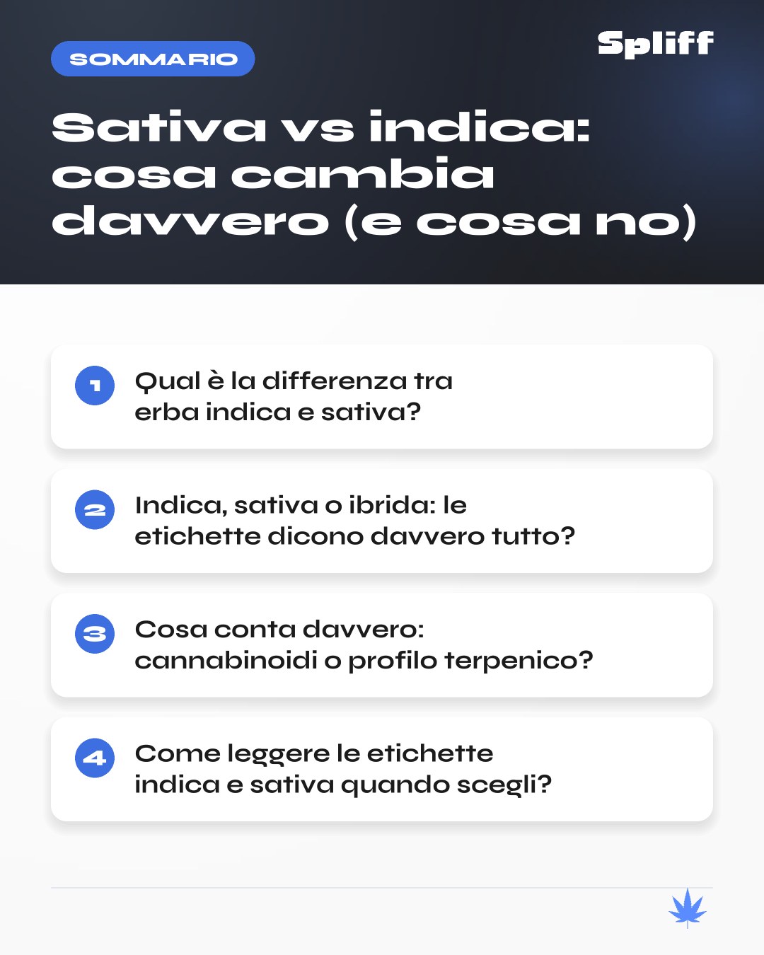 Sativa vs indica: sommario — Qual è la differenza tra erba indica e sativa?